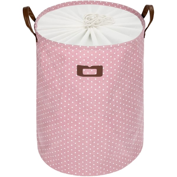 Sommarrea Fristående Tvättkorg med Lock, Vikbar Extra Stor Tvättkorg med Dragsko och Handtag (Rosa)
