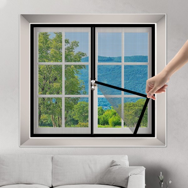 Kestävä hyttysverkko, vetoketjullinen itsekiinnittyvä ikkunahyönteisverkko, parvekkeen ikkunan suojaverkko, helposti istuva 120x140cm