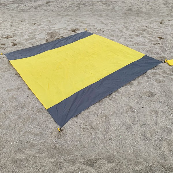 Strandteppe 210 X 200 cm, piknikteppe Vanntett strandhåndkle Strand yellow