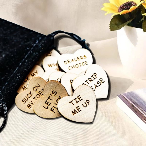 20st Roliga Poletter Sex,Date Night Activity Tokens Roliga Trä Par Date Night Activity Token Romantisk Rolig Sex Token Present Valentines Idéer Presenter Heart shaped