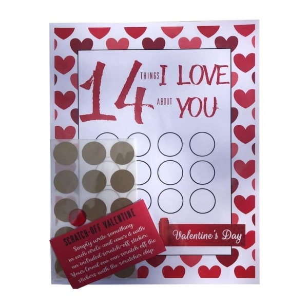 Ystävänpäivä Scratch Off Advent "14 asiaa, joita minä tai me rakastamme sinussa!" tee-se-itse I LoveandWe Love