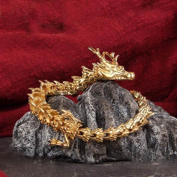 Kultainen Feng Shui Lohikäärmepatsas Veistokset Siirrettävät Nivelet Dragon Year Special Edition gold 40cm