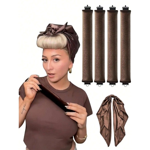 Sommer Hot Sale 3 stk. Varme-fri Hår Curlers – Hårruller til at krølle hår uden varme Brown Brun