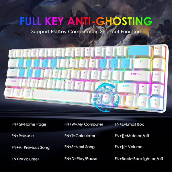 60 % mekanisk gaming-tastatur Kablet RGB-baggrundsbelyst til pc-computer PS4 Xbox one Pink