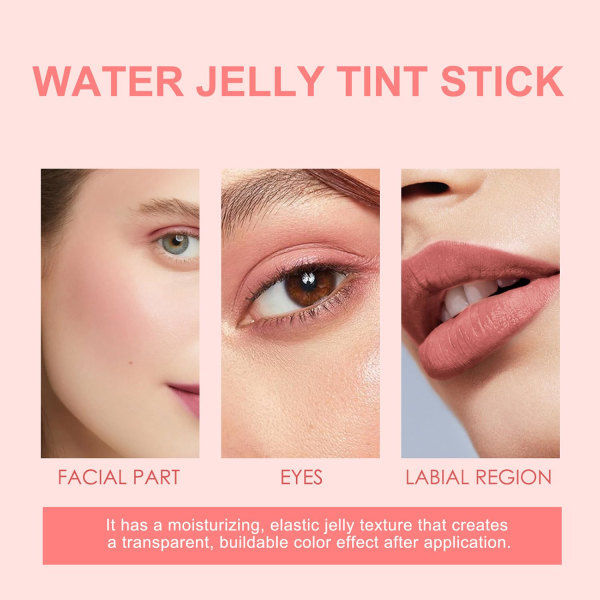 Milk Jelly Tint, Cooling Water Jelly Tint, Sheer Lip & Cheek Stain - Byggbar akvarellfinish - 1 000+ svep per sticka berry color