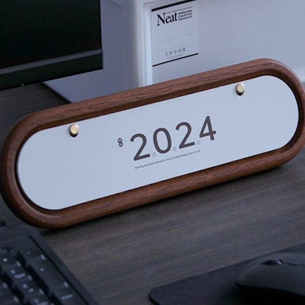 2024 Miniatyr Kunst Ornament Trekalender Planlegger Påminnelse Skrivebordsornamenter Eksklusiv Tre Skrivebordskalender