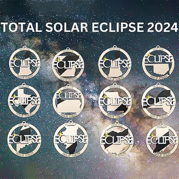 2024 Auringonpimennys -puinen koriste - Ainutlaatuinen muisto Eclipse-harrastajille | Täydelliset juhlatarvikkeet ja matkamuistolahja Arkansas