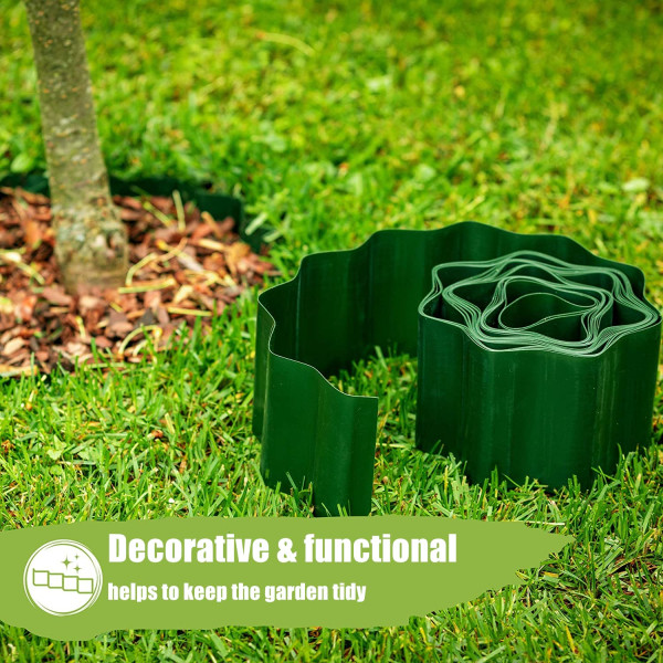 KAHEIGN Havekant af plast, 9m x 15 cm fleksibelt græsplænekanthegn til havekanter, blomsterbede og gør-det-selv udendørs landskabspleje