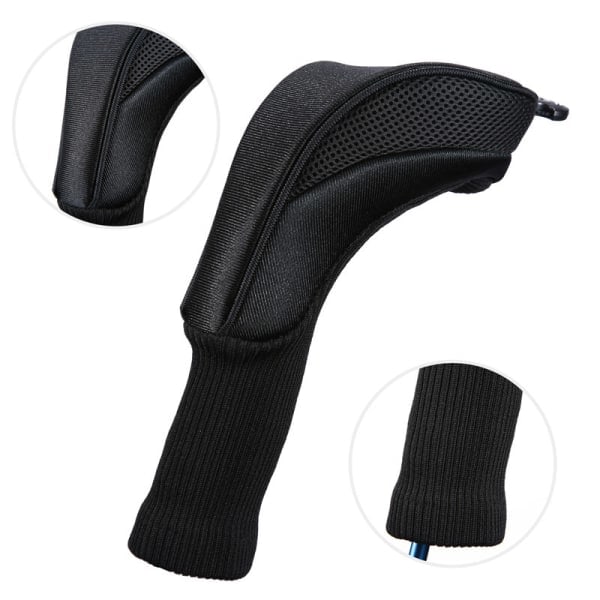 Sommarrea 3X Golfklubbhuvudskydd Set Lång Hals Driver Fairway Woods Huvudskydd Svart Svart