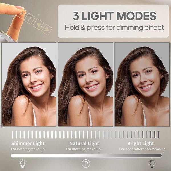 valaistu peili meikkipeili, 3 värilämpötilan meikkipeili 10 himmennettävällä LEDillä, kosketusohjattu meikkipeili (vain polttimo)