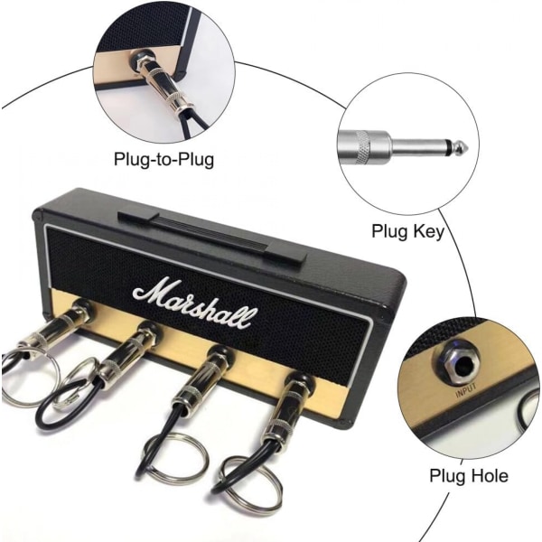 Nyckelhållare för vägg, gitarr nyckelkrokar, JCM800 standard gitarr nyckelring, gitarr förstärkare nyckelhållare krok med 4 nyckelhållare, svart black