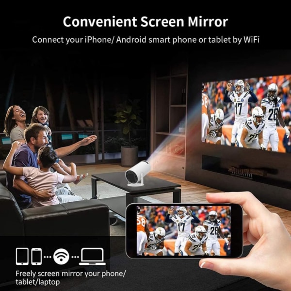MyCine 4K Pocket Cinema Mini-projektor med Wi-Fi, Bluetooth, 180° rotasjon - 2024 Ny bærbar Cine-projektor, automatisk keystone-korreksjon, HDMI-utgang Weiß
