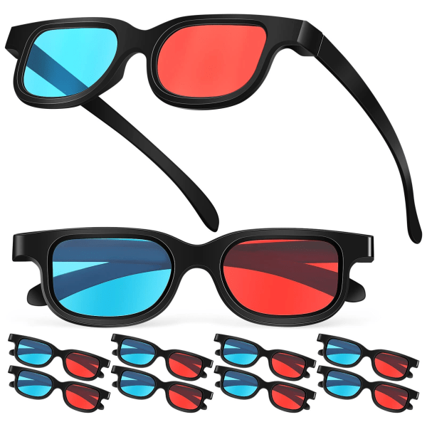 10 st 3D-filmglasögon Röd-blå 3D-glasögon Platta- 3D-glasögon Betraktningsglasögon Enkel stil 3d-glasögon för 3D-filmer Spel