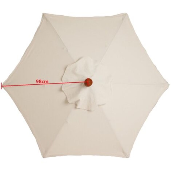 Sommer Hot Sale GVE Udskiftnings Parasolbetræk - 6 Ribber - Diameter 2m - Vandtæt - UV Beskyttelse - Udskiftningsstof - Beige