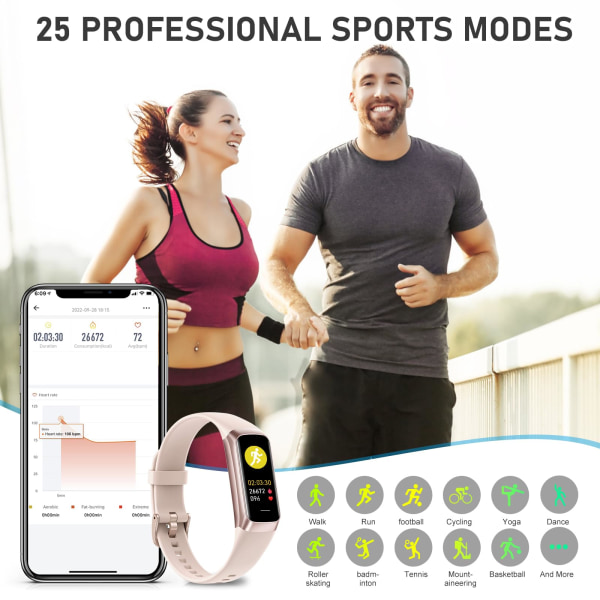 Fitness Tracker Smart Watch, Activity Tracker med 1,1" AMOLED Touch-farveskærm, Vandtæt Step Tracker til Android iPhones silver gray