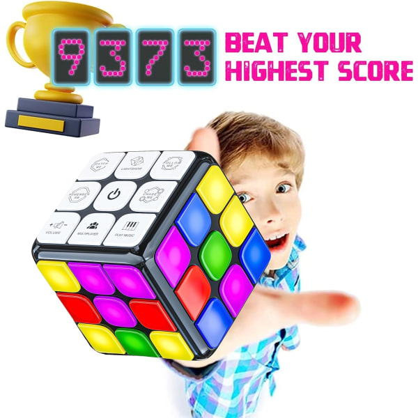 Puzzle Cube Game - Blinkende terning Håndholdt elektroniske spil Stem Toy - Sjove huskespil og hjernespil til voksne og børn