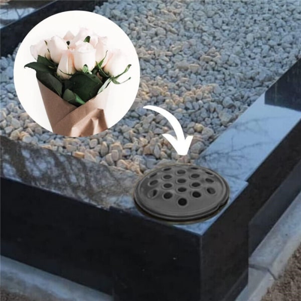 Set med 2 svarta vasskrukor för minnesgrav för färska konstgjorda blommor