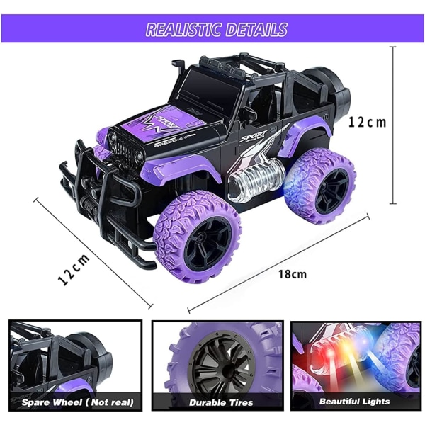 Ynybusi 1:20 Scale kaukosäädinauto - LED-valo Off-Road Monster Truck, 2,4 Ghz RC-kilpalelu 6-10-vuotiaille lapsille Purple