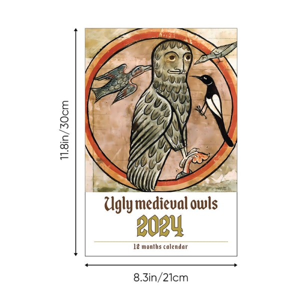Rumat keskiaikaiset lionit Outo keskiaikainen leijonakalenteri 2024, seinäkalenteri uudenvuoden lahja