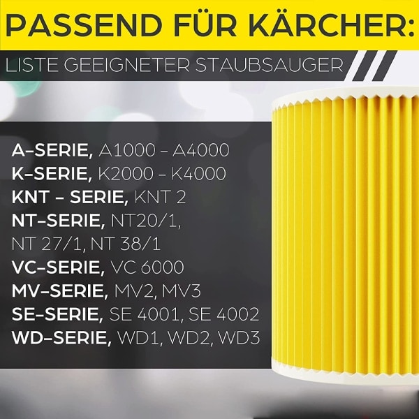 Kesän kuuma tarjous 3x Suodatinpatruuna Pölynimurin suodatin Kärcher WD3 Premium -malliin