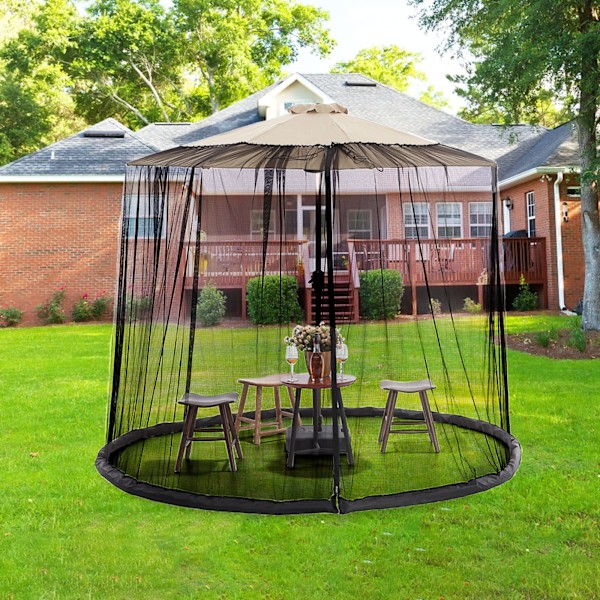 Hot nye tilbud! Høj kvalitet Parasol Myggenet, Mesh Skærm til Terrasse Parasol Baldakin, 7FT-12FT til Udendørs Parasol (300x230cm) 940CM