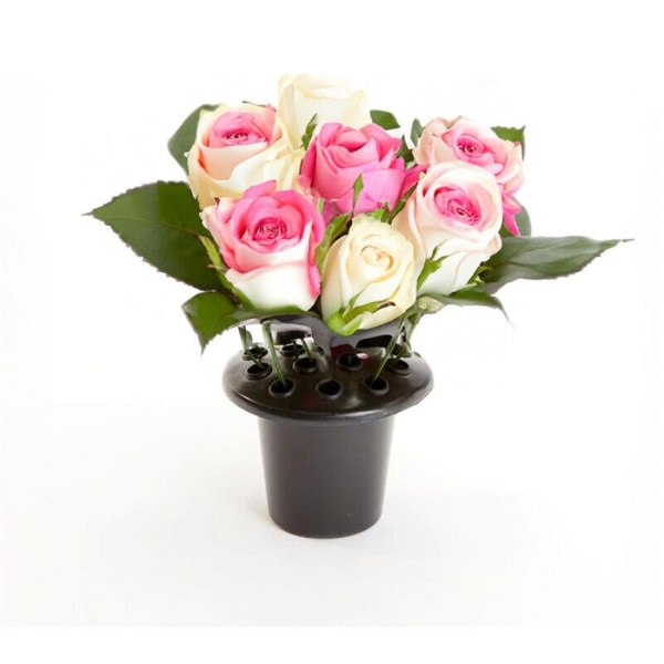Set med 2 svarta vasskrukor för minnesgrav för färska konstgjorda blommor
