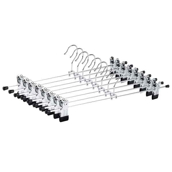 Sommarrea 10 st 40 cm Kromade Galgar i Järn, Silverfärgade Metallbyxhängare Byxor Shorts Kjol Strumpor Underkläder, med Halkfria Klämmor