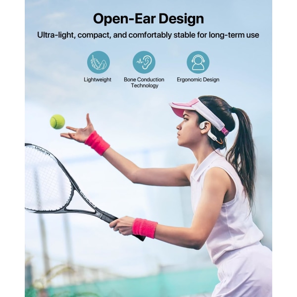 Bone conduction hörlurar, trådlös sport hörlursspelare - vit White