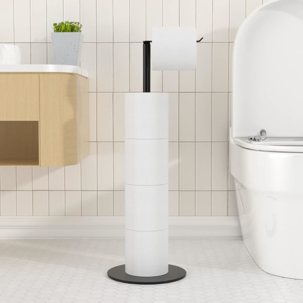 Stativ och dispenser för toalettpappershållare för 4 reservrullar, förvaring av toalettpapper, fristående förvaringshylla för toalettpapper i rostfritt stål White Double layer