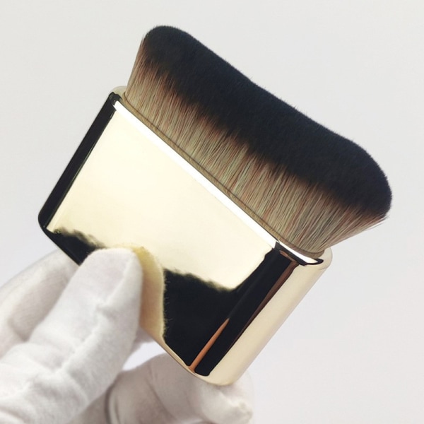 Selvbrunerbørste, øjeblikkelig selvbruner til ansigtsbruning og kropsben, håndtræning, stor blandet slankende solbrun ansigtsfond makeup børste Silver and Gold