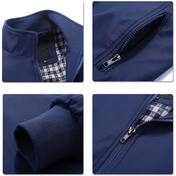 Sommarrea Herr Sommar Bomberjackor Casual Lättvikts Vindjacka Sportjacka Cargo Ytterkläder XL XL Denim Blue