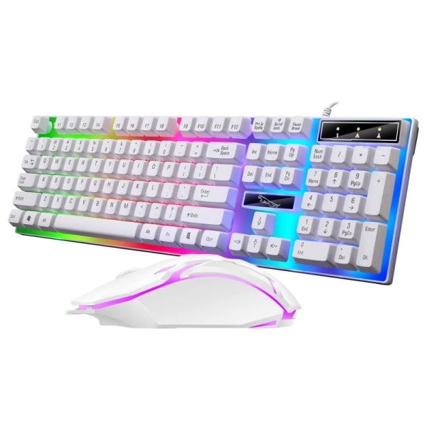 Gaming tastatur og mus Sæt LED lampe white