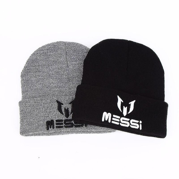 Chomel Ny Fodbold Messi Fans Hat Kvinder Mænd Skullies Sort Grå Damer Beanie Hvidere Hatte Beanies Varm strikket hue Uldkasket Gorros-Sælger GRAY