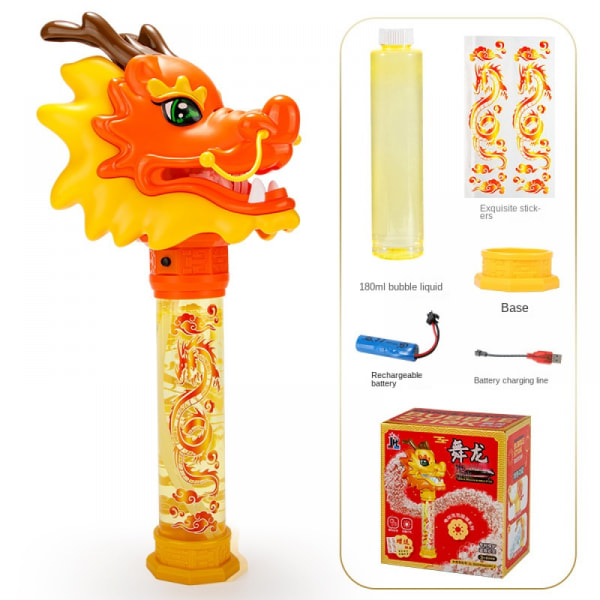 Dragon Bubble Gun til børn - Spændende udendørs aktivitetslegetøj - Indeholder 180 ml bobleopløsning - Perfekt julegave og festgave til småbørn A