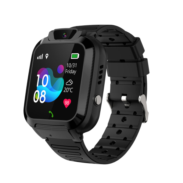 Kids Smart Watch - SOS Call Location Tracker - SIM 2G-kamera - Röstchatt - IP68 - Mobiltelefon & GPS Tracker - Föräldrakontroll black