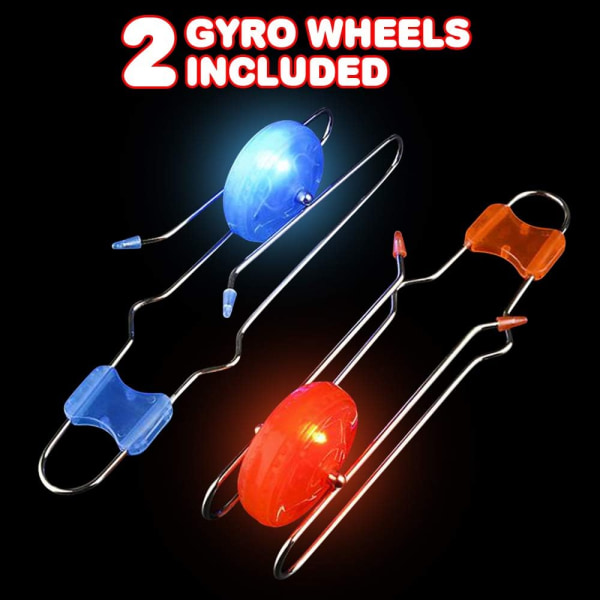 Retro Light Up Gyro Wheels set lapsille - Sisältää 2, 8,5 tuuman kiskot, lumoavia pyörimis- ja valotehosteita - Huippuhauska lahja