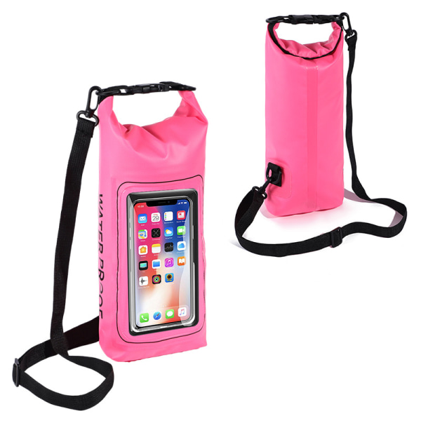 Nyt produkt 2L vandtæt taske PVC svømmetaske vandtæt taske 2-i-1 mobiltelefon vandtæt taske svømmetaske pink 2L