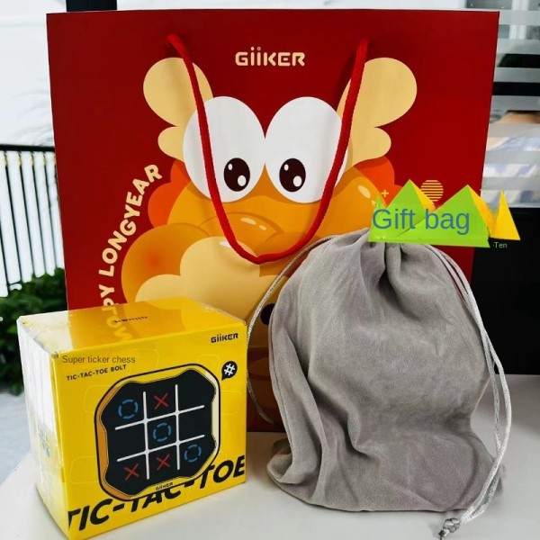 GiiKER Tic Tac Toe -peli, 3 in 1 -käsikäyttöinen opetuspelikonsoli, kannettava matkapeli koulutukseen ja muistin kasvattamiseen, pulttipeli Tic-tac-toe+bag+storage bag+battery