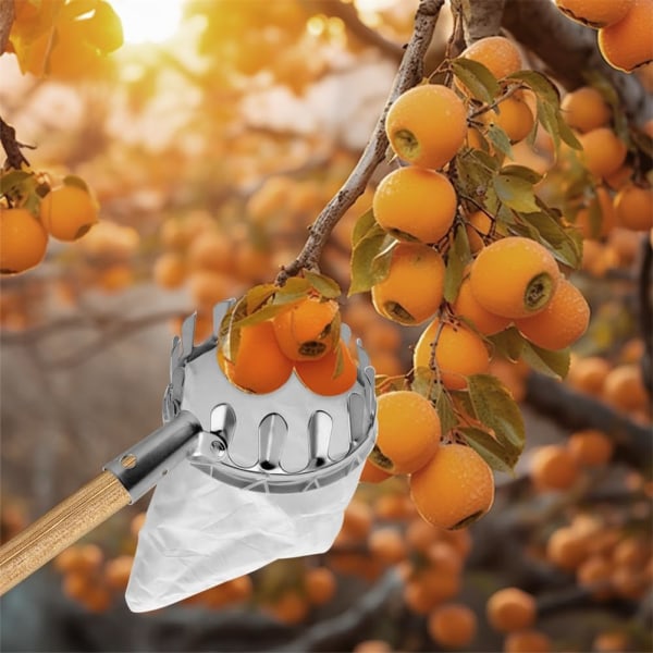 Fruktplockare i metall på hög höjd: Bärbart verktyg för att skörda äpplen, citrusfrukter, päron och persikor - Endast huvud (16 cm) 1pcs
