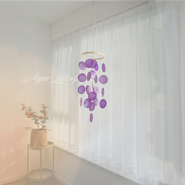 Skal vindspel gör-det-själv material väska liten fräsch hängande oment kreativ handload dekoration Purple