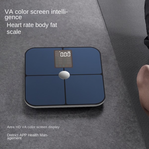 Smart kroppsfettsvåg med VA-färgskärm, hjärtfrekvensmätning och hög precision för professionell fettmätning och hälsosam viktkontroll Smart Elegant White