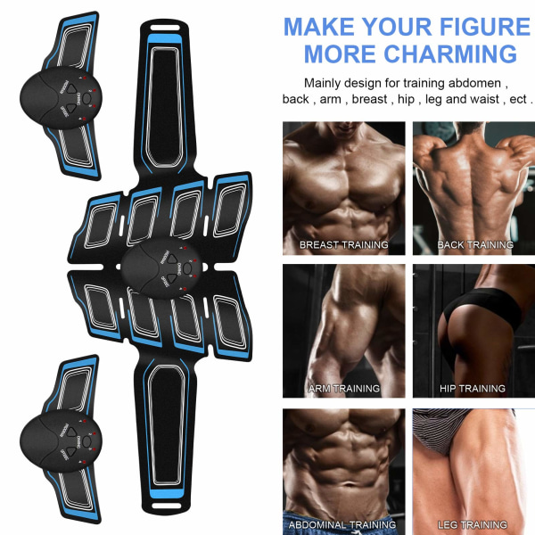 Muscle Shaper ABS Stimulator Træning Træning Bælte Slankning Maveudstyr Talje Smart fitnessudstyr Mænd Kvinder Mave/ben Hjemmekontor træning B