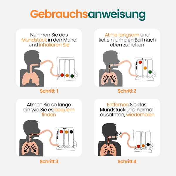 Lungefunktion og taleterapi-enhed - Dyb vejrtrækningstræner med farverige bolde og mundstykke - Forbedr vejrtrækning og tale