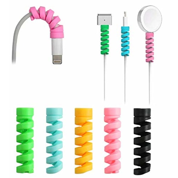 20 stycken Laddare Kabel Saver Protector Spiral Tube Wire Management Organizer Skyddskabelhylsa för alla mobiltelefoner, datorer och laddare