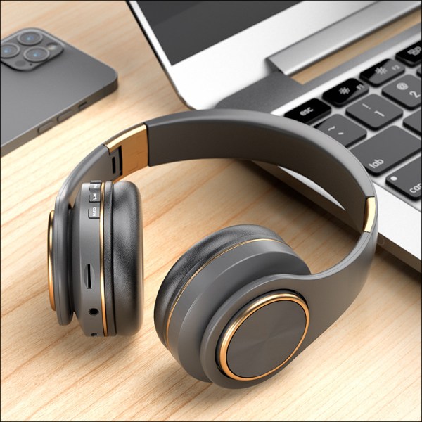 Trådlöst Bluetooth headset Stereo On Ear-hörlurar med intelligent brusreducering 60 timmars arbetstid Subwooferfällbar D