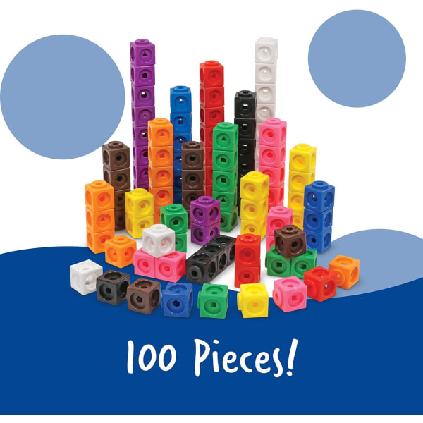 Kuber - Set med 100 kuber, matematikmanipulationer och kuber för barn från 5 år och uppåt, tillbehör för förskoleklassrum, tillbaka till skolan och tillbehör för lärare Advanced model