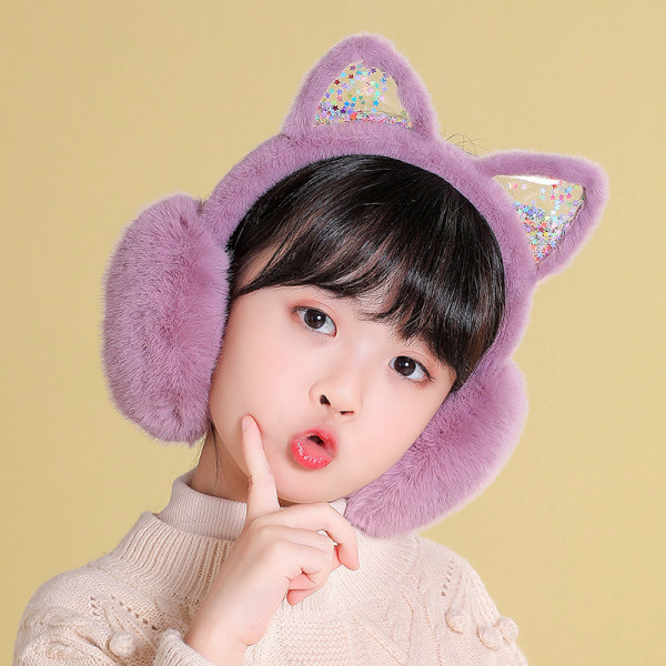 Varme vinterøreværn: søde katteører i koreansk stil til piger, børn og børn - hyggelige ørevarmere til kølige dage Khaki