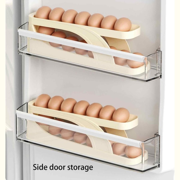 Automatisk rullande ägghållare - 2-vånings kylskåp Äggförvaring för 15 ägg - platsbesparande och bekväm äggbehållare 1pc