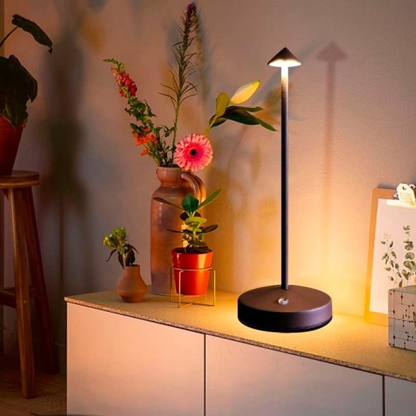 Ladattava johdoton LED-kosketuspöytälamppu - Kannettava akkupöytälamppu 2-tasolla himmennettävällä yövalolla, minimalistinen muotoilu erilaisiin asetuksiin Rust