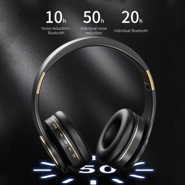 Trådlöst Bluetooth headset Stereo On Ear-hörlurar med intelligent brusreducering 60 timmars arbetstid Subwooferfällbar D